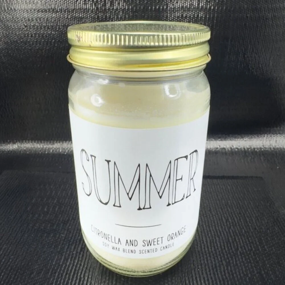 Leoben Company 11 Oz Summer Candle Citronella Sweet Orange Soy Wax Blend New‎